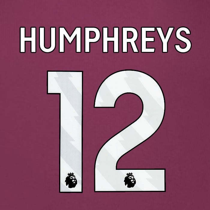 2025 2026 BURNLEY HUMPHREYS 12 OFFICIAL WHITE HOME PLAYER SIZE NAMESET
