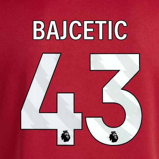 2025 2026 OFFICIAL LIVERPOOL BAJCETIC 43 WHITE HOME PLAYER SIZE NAMESET