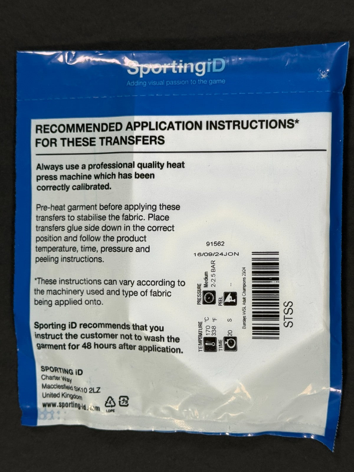 2024 2025 OFFICIAL SPORTING ID WSL CHELSEA CHAMPIONS SLEEVE PATCH