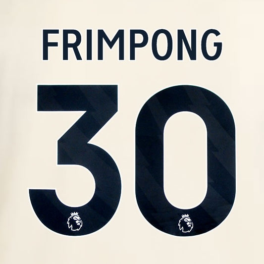 2025 2026 OFFICIAL LIVERPOOL FRIMPONG 30 BLACK AWAY PLAYER SIZE NAMESET