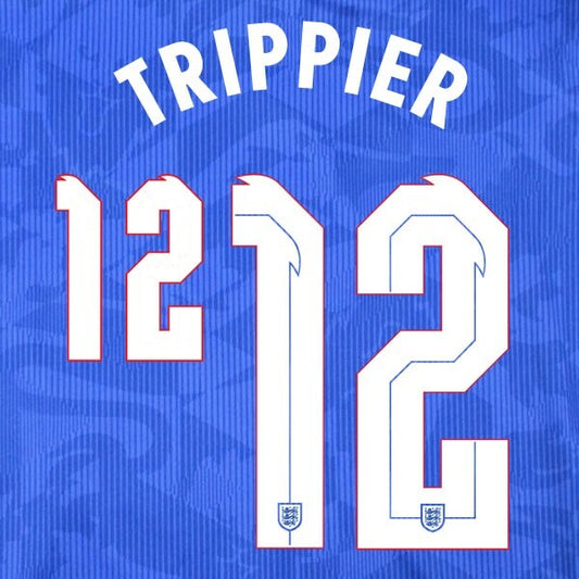 ENGLAND 2020 2021 OFFICIAL SPORTING ID TRIPPIER 12 AWAY PLAYER NAMESET
