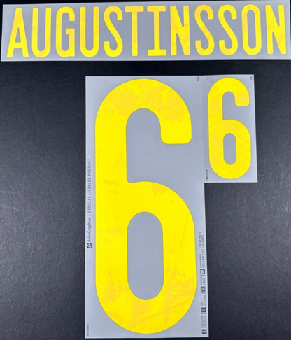 SWEDEN 2020 2021 OFFICIAL DekoGraphics AUGUSTINSSON 6 AWAY PLAYER SIZE NAMESET
