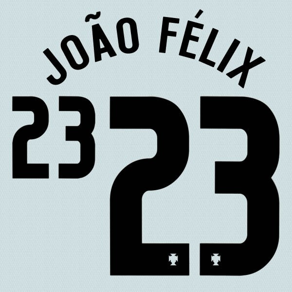 PORTUGAL 2020 2021 OFFICIAL SPORTING ID JOAO FELIX 23 AWAY PLAYER SIZE NAMESET
