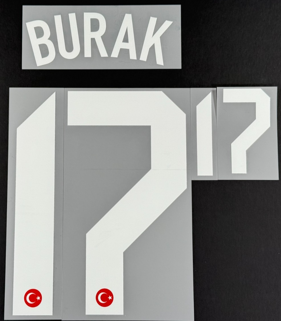TURKEY 2020-2021 OFFICIAL BURAK 17 HOME WHITE PLAYER SIZE NAME SET