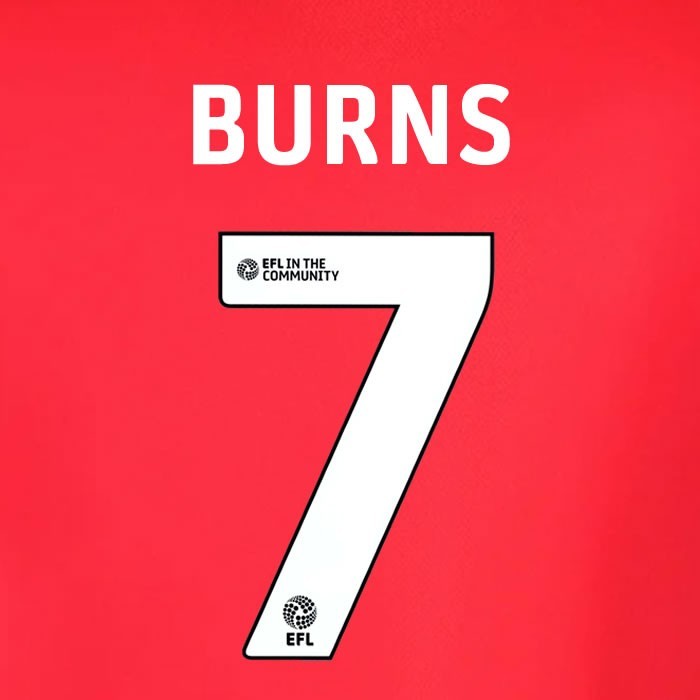 25 26  IPSWITCH TOWN BURNS 7 OFFICIAL WHITE AWAY PLAYER SIZE NAME SET 230MM