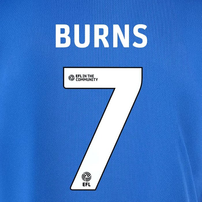 25 26  IPSWITCH TOWN BURNS 7 OFFICIAL WHITE HOME PLAYER SIZE NAME SET 230MM