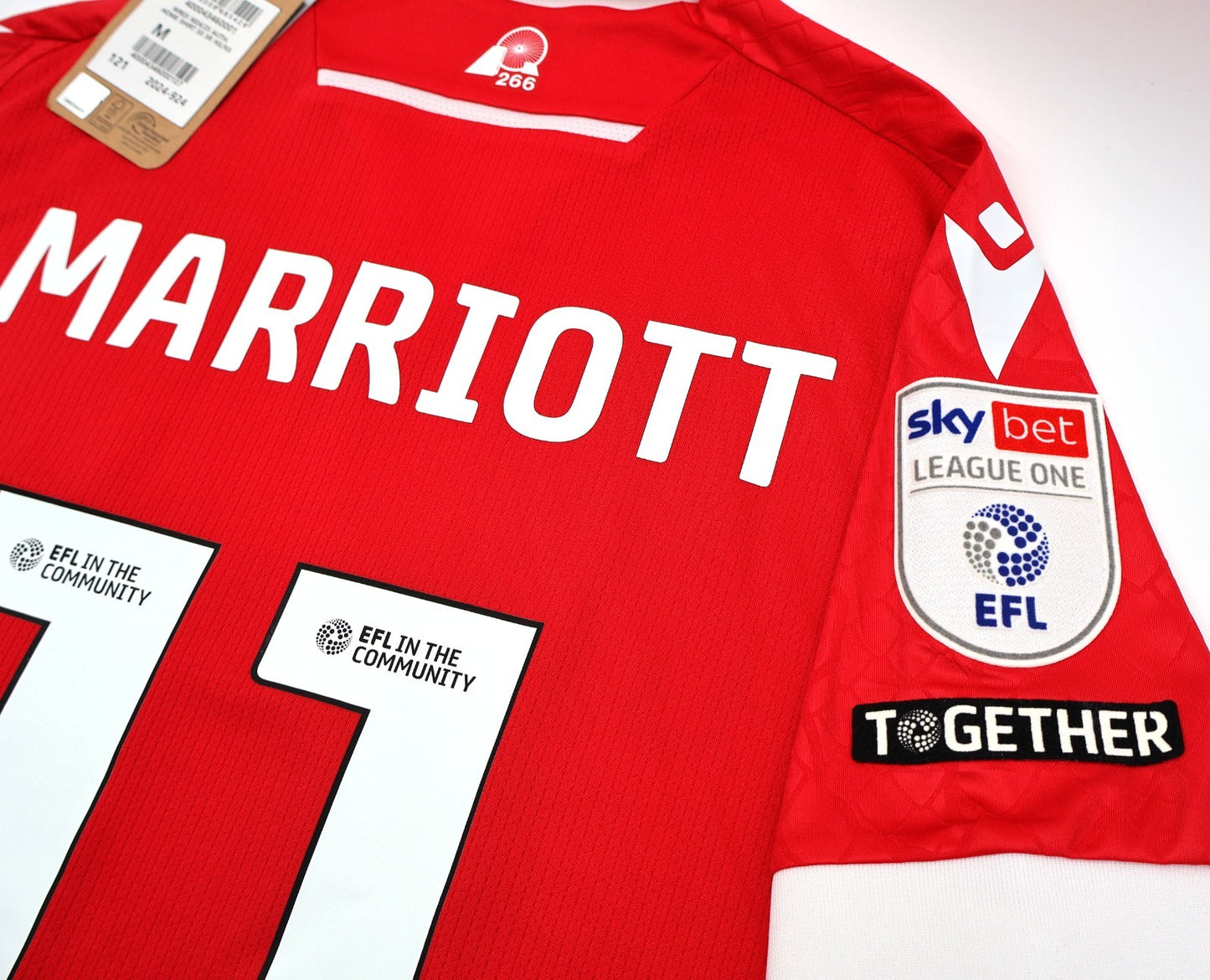 BNWT 2024 2025 WREXHAM A.F.C MACRON HOME SHIRT MARRIOTT 11 + PATCHES / MEDIUM