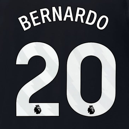 2024 2025 MANCHESTER CITY BERNARDO 20 WHITE AWAY PLAYER SIZE NAME SET