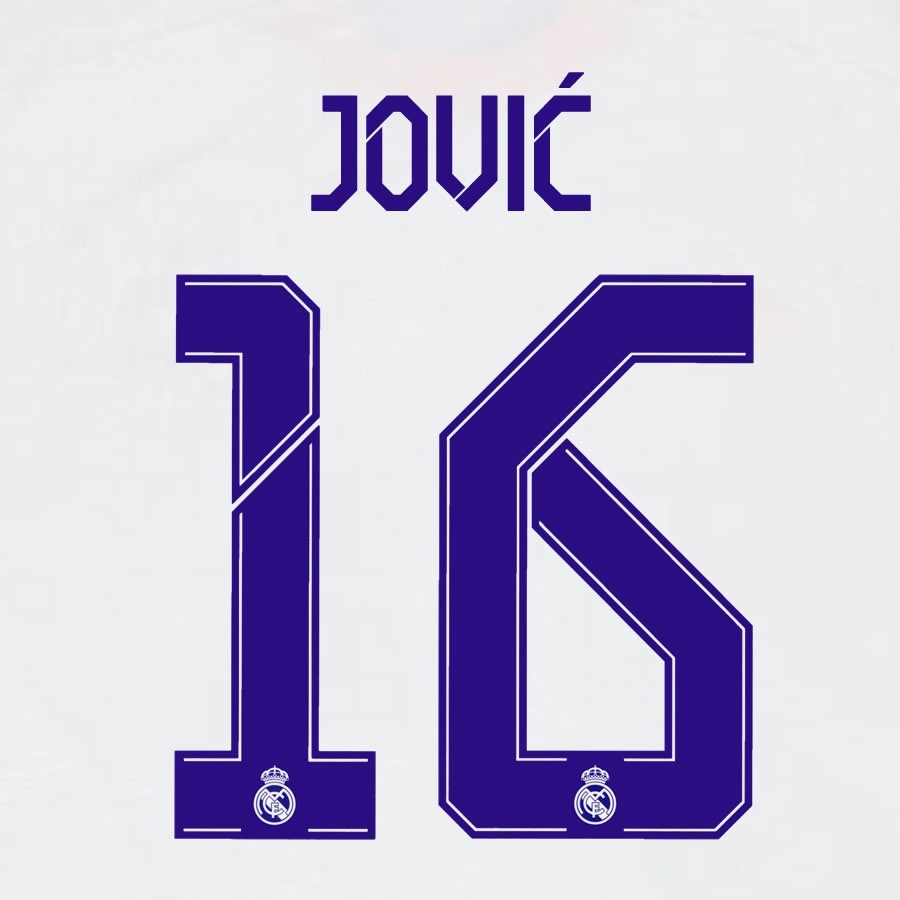 2021 2022 AVERY DENNISON REAL MADRID JOVIC' 16 HOME PLAYER SIZE NAMESET