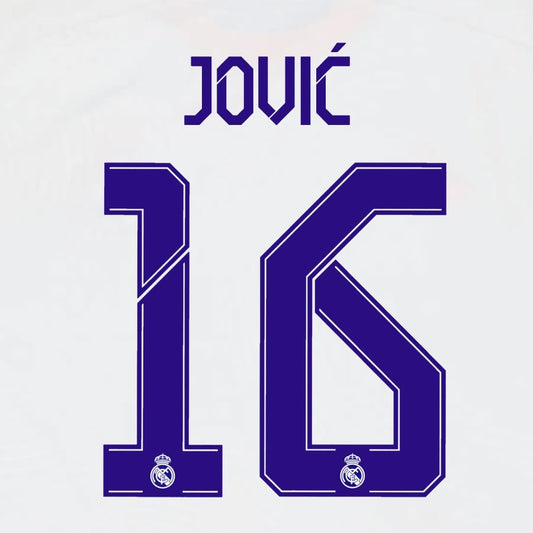 2021 2022 AVERY DENNISON REAL MADRID JOVIC' 16 HOME PLAYER SIZE NAMESET