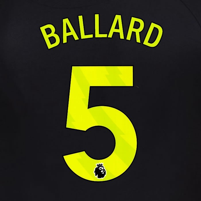 2025 2026 OFFICIAL SUNDERLAND BALLARD 5 YELLOW 3RD PLAYER SIZE NAME SET