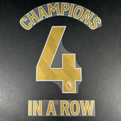 MAN CITY CHAMPIONS 4 IN A ROW 2024 OFFICIAL GOLD PLAYER SIZE NAME SET
