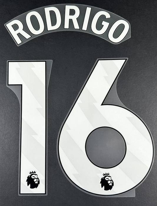 MAN CITY 2025/26 RODRIGO 16 OFFICIAL AVERY DENNISON WHITE PLAYER SIZE NAME SET