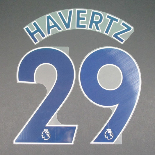 CHELSEA 2019-23 HAVERTZ 29 OFFICIAL AVERY DENNISON NAVY PLAYER SIZE NAME SET