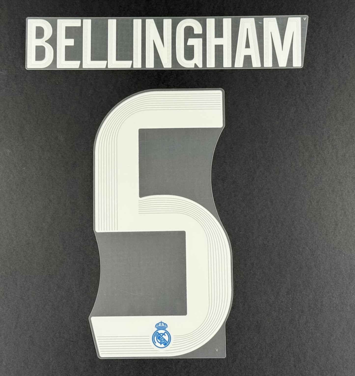 2025 2026 REAL MADRID BELLINGHAM 5 OFFICIAL 3RD PLAYER SIZE NAMESET