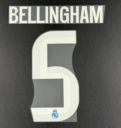 2025 2026 REAL MADRID BELLINGHAM 5 OFFICIAL 3RD PLAYER SIZE NAMESET