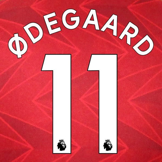 ARSENAL 2019-23 ODEGAARD 11 OFFICIAL AVERY DENNISON WHITE PLAYER SIZE NAME SET