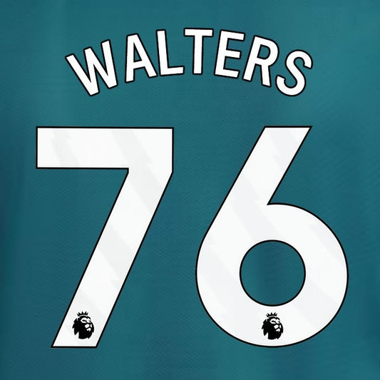 2023 2024 ARSENAL WALTERS 76 WHITE 3RD OFFICIAL PLAYER SIZE NAME SET