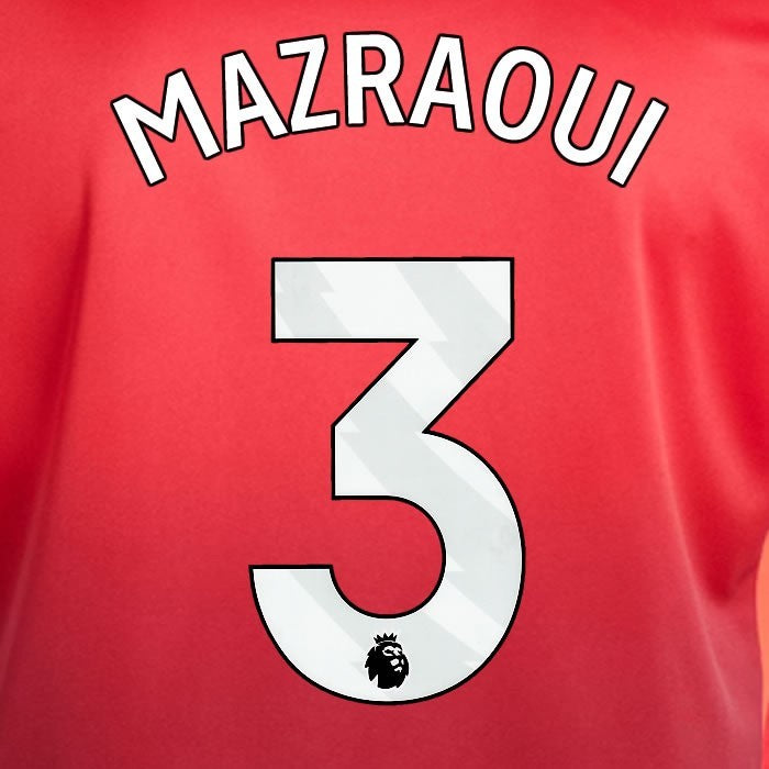 2024 2025 MANCHESTER UNITED MAZRAOUI 3 HOME WHITE PLAYER SIZE NAMESET