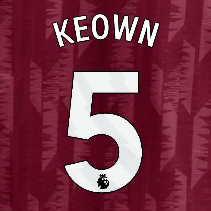 2023 2024 ASTON VILLA KEOWN 5 OFFICIAL WHITE HOME PLAYER SIZE NAMESET