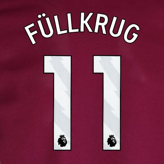 2024 2025 WEST HAM FULLKRUG 11 OFFICIAL WHITE HOME PLAYER SIZE NAMESET