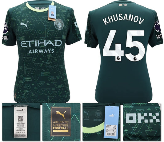 BNWT 25 26 MAN CITY PUMA 4TH KHUSANOV 45 + PATCHES FOOTBALL SHIRT