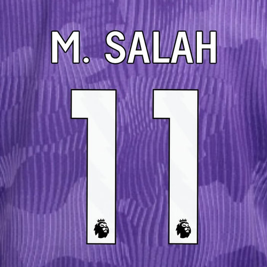 2023 2024 OFFICIAL LIVERPOOL M. SALAH 11 WHITE 3RD PLAYER SIZE NAMESET