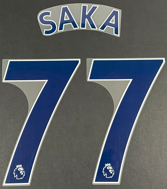 ARSENAL 2019-23 SAKA 77 OFFICIAL AVERY DENNISON NAVY PLAYER SIZE NAME SET