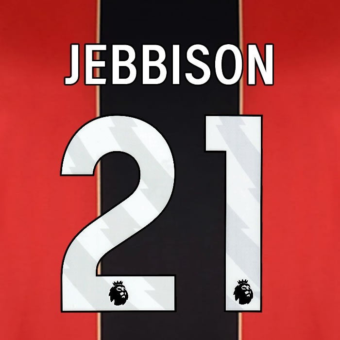 2024 2025 BOURNEMOUTH JEBBISON 21 WHITE HOME PLAYER SIZE NAME SET