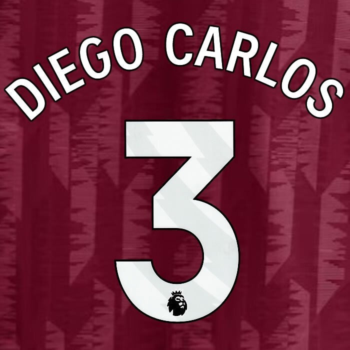 2023 2024 ASTON VILLA DIEGO CARLOS 3 OFFICIAL WHITE HOME PLAYER SIZE NAMESET