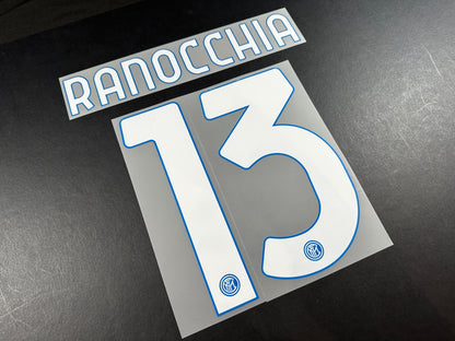 INTER MILAN 2020 2021 RANOCCHIA 13 OFFICIAL HOME WHITE PLAYER SIZE NAMESET