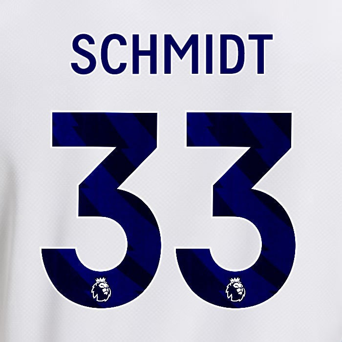2025 2026 OFFICIAL LEEDS UNITED SCHMIDT 33 BLUE HOME PLAYER SIZE NAMESET