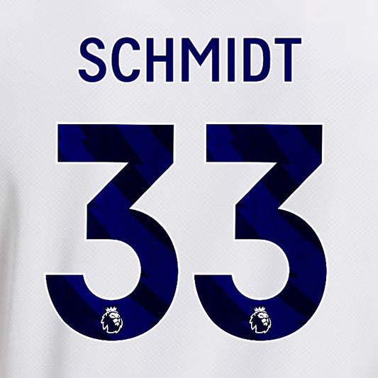 2025 2026 OFFICIAL LEEDS UNITED SCHMIDT 33 BLUE HOME PLAYER SIZE NAMESET