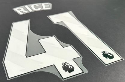ARSENAL 2025 2026 RICE 41 OFFICIAL AVERY DENNISON WHITE PLAYER SIZE NAMESET