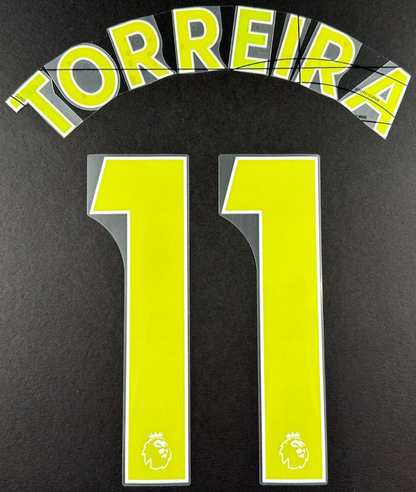 ARSENAL 19-23 TORREIRA 11 OFFICIAL AVERY DENNISON YELLOW PLAYER SIZE NAME SET