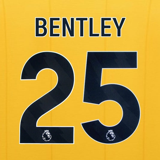 2023 2024 WOLVES HOME BLACK BENTLEY 25 OFFICIAL PLAYER SIZE NAMESET