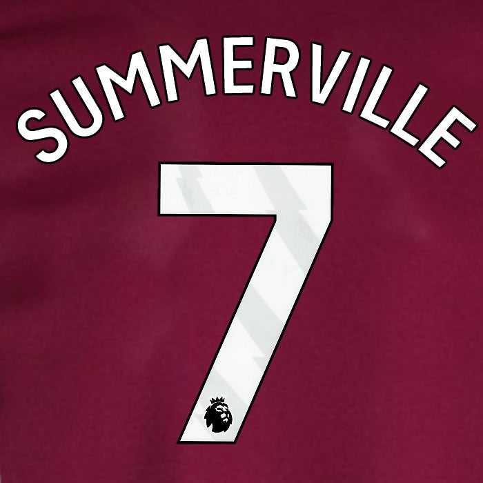 2024 2025 WEST HAM SUMMERVILE 7 OFFICIAL WHITE HOME PLAYER SIZE NAMESET