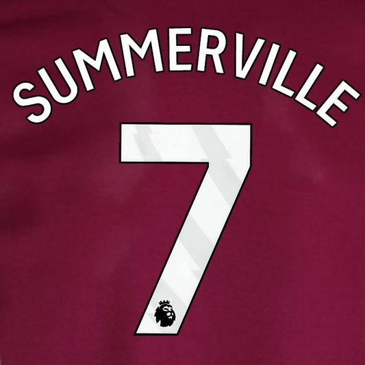 2024 2025 WEST HAM SUMMERVILE 7 OFFICIAL WHITE HOME PLAYER SIZE NAMESET