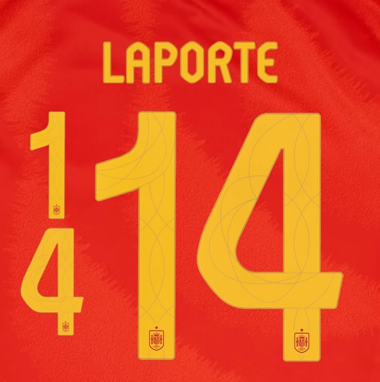 2024 2025 OFFICIAL SPAIN LAPORTE 14 HOME PLAYER SIZE NAMESET
