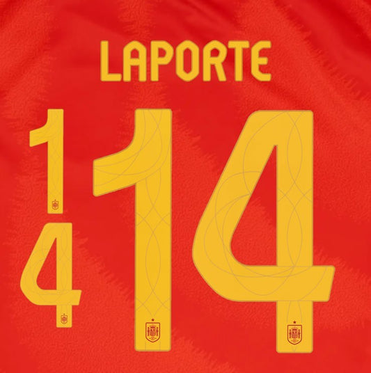 2024 2025 OFFICIAL SPAIN LAPORTE 14 HOME PLAYER SIZE NAMESET