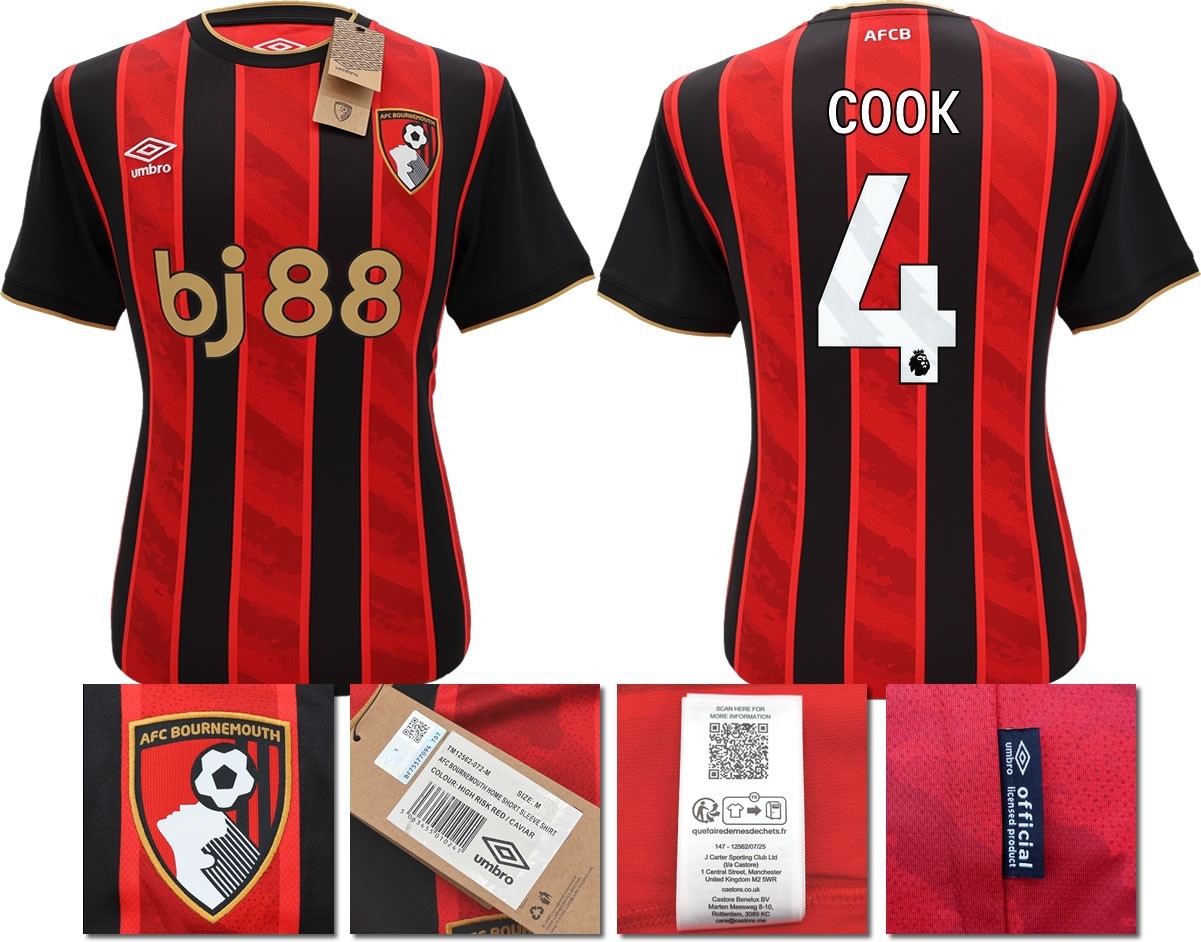 BNWT 2025 2026 UMBRO AFC BOURNEMOUTH HOME SHIRT COOK 4