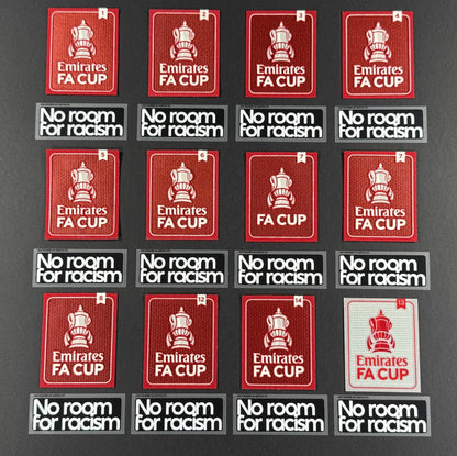 2024 2025 OFFICIAL PLAYER SIZE FA CUP + NO ROOM FOR RACISM SLEEVE PATCHES