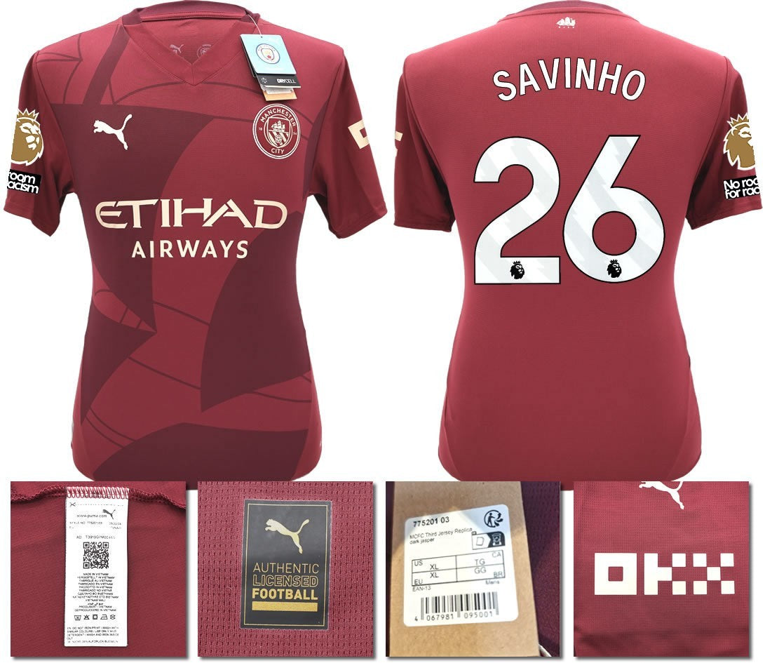 BNWT 24 25 MAN CITY PUMA THIRD SAVINHO 26 + PATCHES FOOTBALL SHIRT MENS MEDIUM