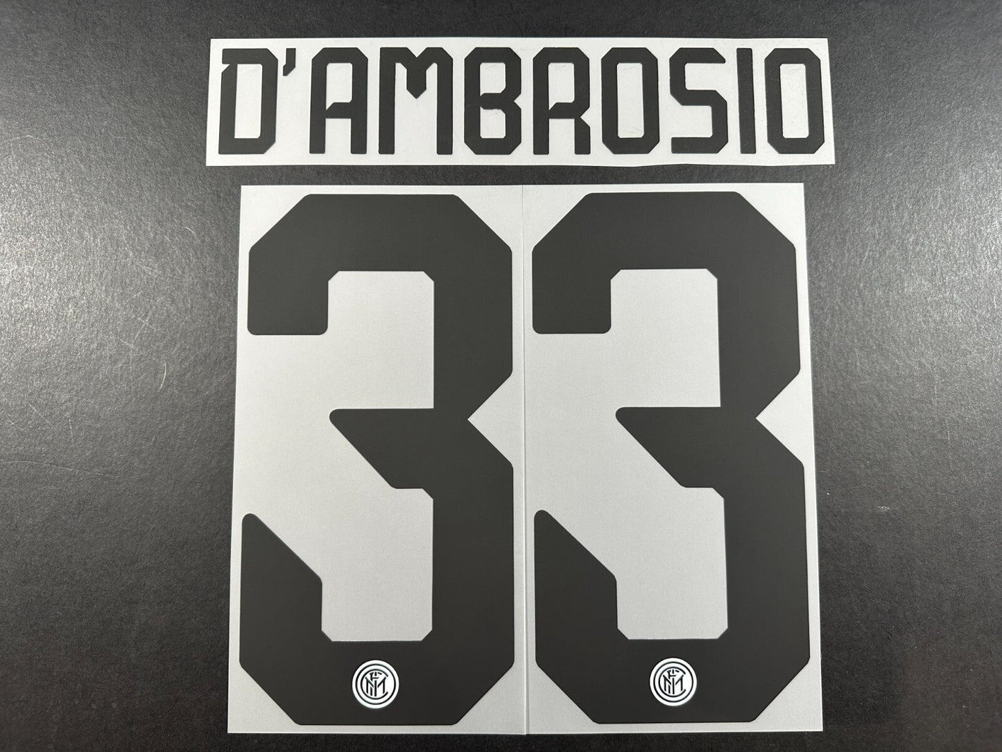 INTER MILAN 2019 2020 D AMBROSIO 33 OFFICIAL AWAY BLACK PLAYER SIZE NAMESET