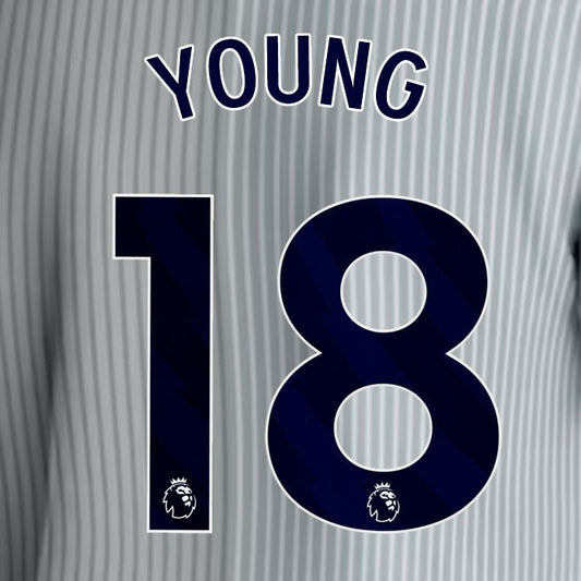 2023 2024 EVERTON YOUNG 18 OFFICIAL BLUE 3RD PLAYER SIZE NAMESET