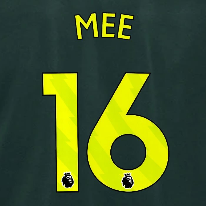 2024 2025 BRENTFORD MEE 16 OFFICIAL YELLOW 3RD PLAYER SIZE NAMESET