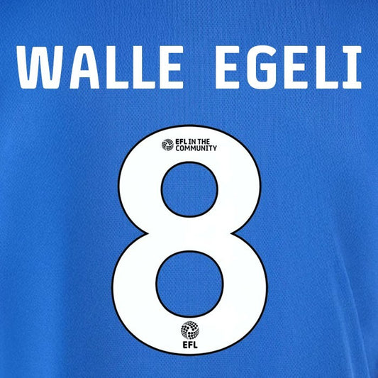 25 26  IPSWITCH TOWN WALLE EGELI 8OFFICIAL WHITE HOME PLAYER SIZE NAME SET 230MM
