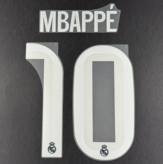 2025 2026 REAL MADRID MBAPPE 10 OFFICIAL AVERY DENNISON AWAY PLAYER SIZE NAMESET
