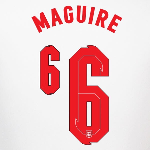 ENGLAND 2020 2021 OFFICIAL SPORTING ID MAGUIRE 6 HOME PLAYER SIZE NAMESET