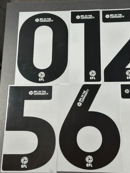 2025 2026 OFFICIAL EFL FOOTBALL LEAGUE BLACK PLAYER SIZE SHIRT NUMBERS